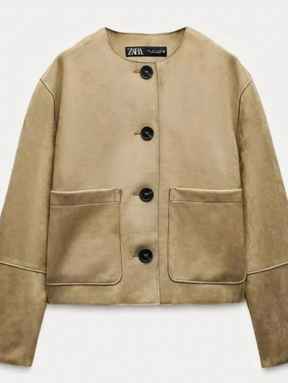 Zara Women's Faux Suede Button-Front Jacket